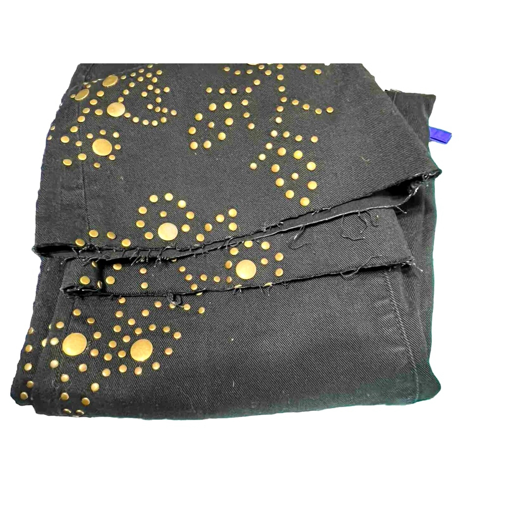 Anthropologie Pilcro Black Cropped Jeans Size 31 The Icon Raw Hem Bronze Studded - Picture 12 of 16